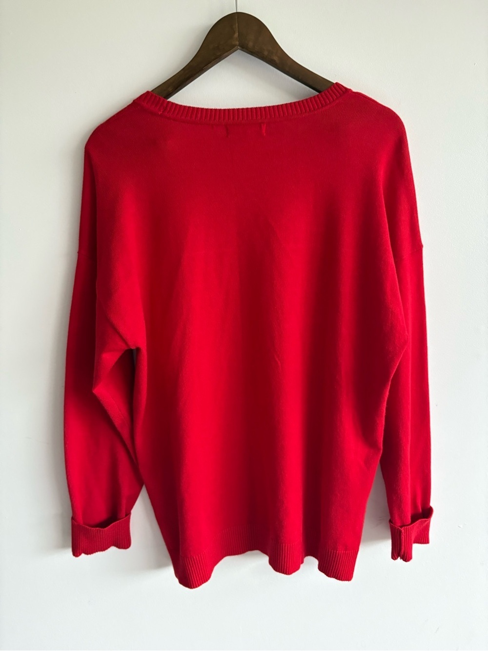 DKNY Red Logo Sweater Large Graphic Knit Crewneck - Picture 5 of 8